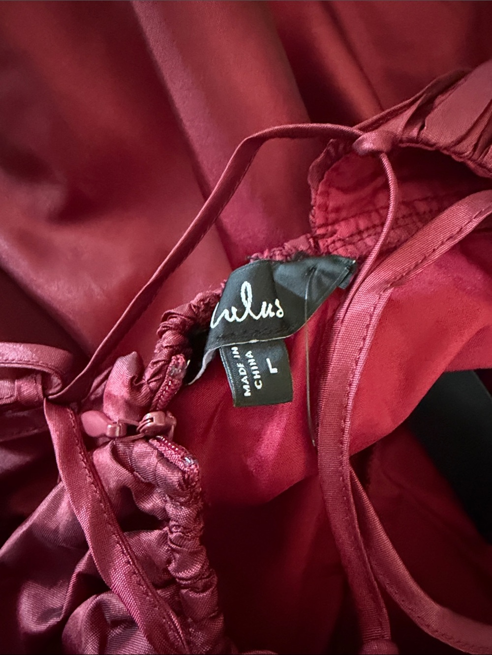 NWT Lulus Burgundy Square-Neck Taffeta Lace Up Back Midi Dress - Picture 8 of 10